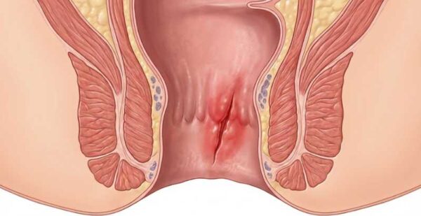 Ilustração anatômica de fissura anal